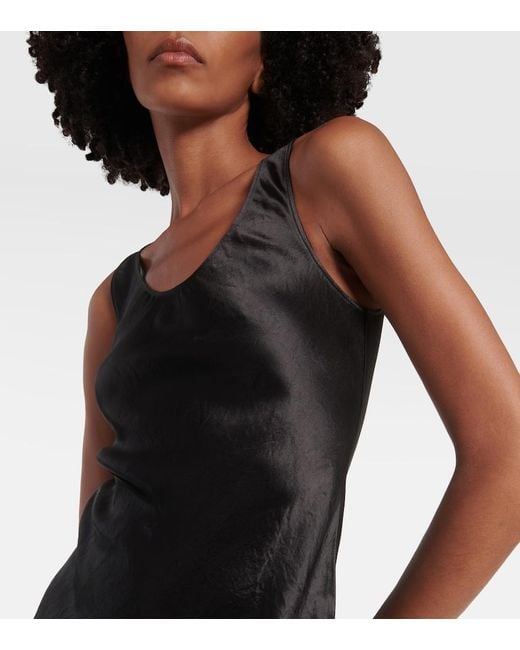 Max Mara Black Talete Satin Midi Dress