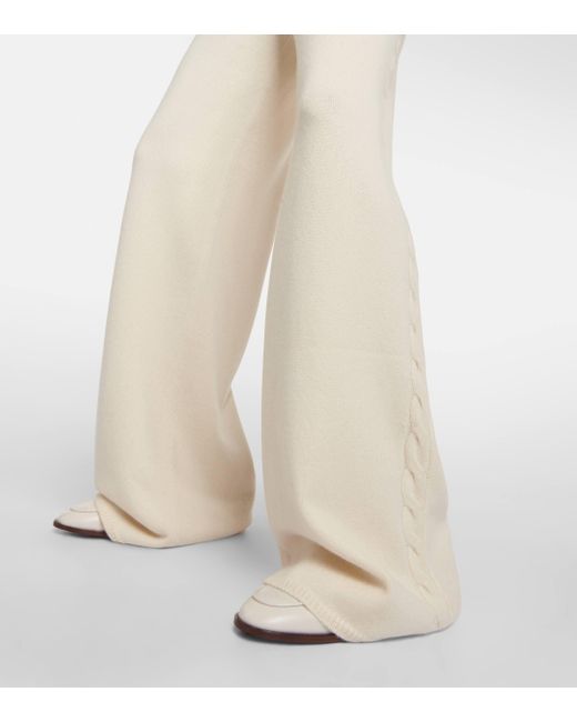 Pantalon ample Napier a taille haute en cachemire Loro Piana en coloris White