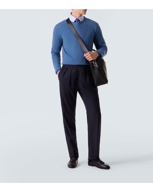Rubinacci Blue Cashmere Sweater for men