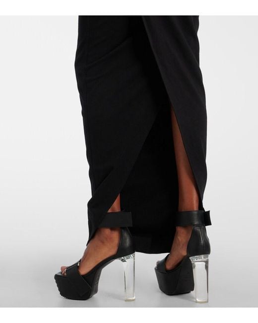 Rick Owens Black Pillar Cotton Jersey Maxi Skirt