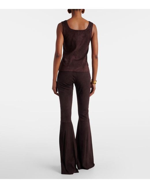 Stouls Brown Cherilyn High-Rise Suede Flared Pants