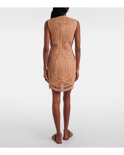 Jonathan Simkhai Brown Coen Raffia-Blend Minidress