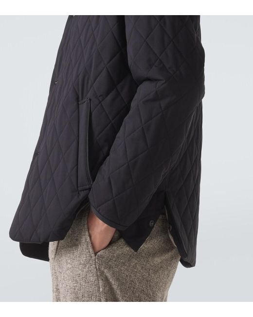 Agnona Blue Quilted Wool-Trimmed Jacket for men