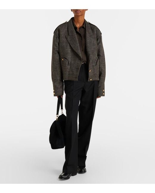 Blazé Milano Black Gloriana Charlotte Wool And Linen-Blend Tweed Jacket