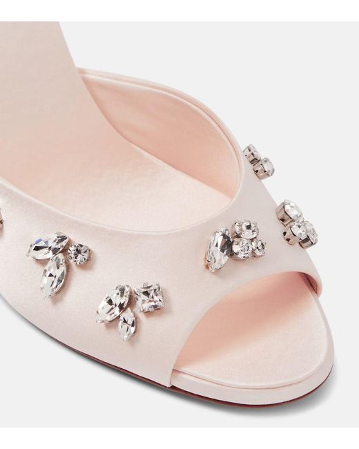 Christian Louboutin Pink Degraqueen 85 Embellished Crepe Mules