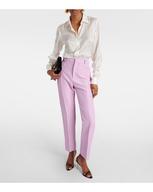 Tom Ford Pink Wool-Blend Slim Pants