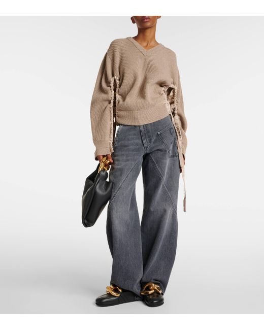 J.W. Anderson Natural Gathered Wool-blend Sweater