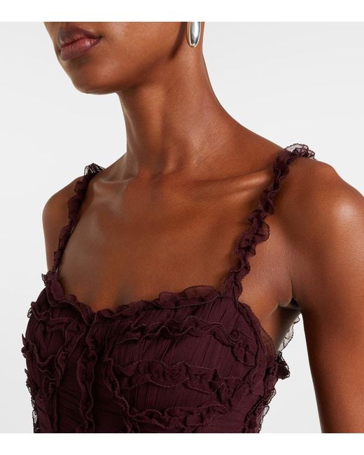 Ulla Johnson Purple Talitha Ruffled Silk Chiffon Midi Dress