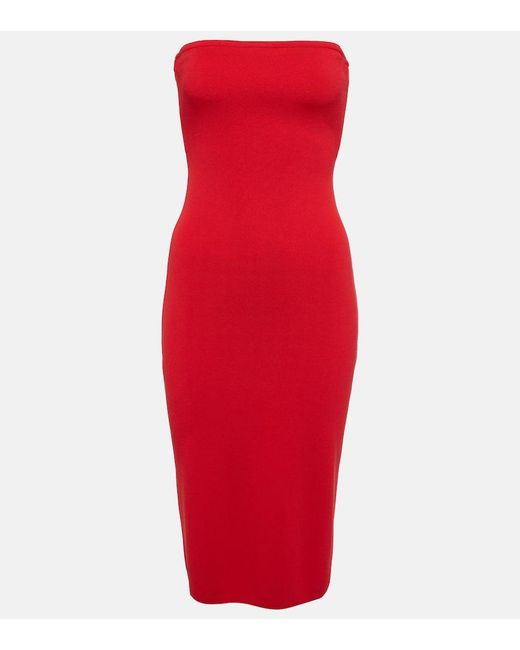 Staud Red Canna Midi Dress