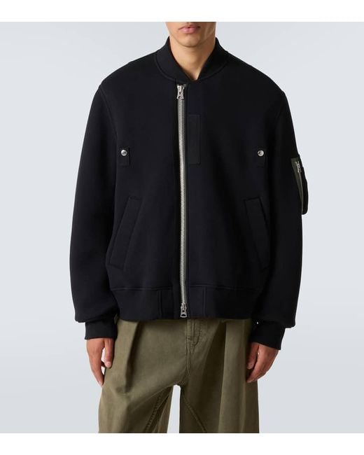 Sacai Black Cotton-Blend Bomber Jacket for men