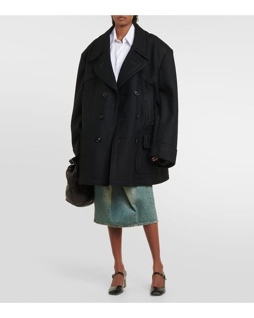 Cappotto oversize Kaban in misto lana di Maison Margiela in Black