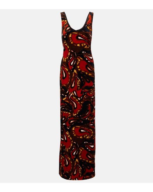 Dries Van Noten Red Debant Printed Cotton-Blend Maxi Dress