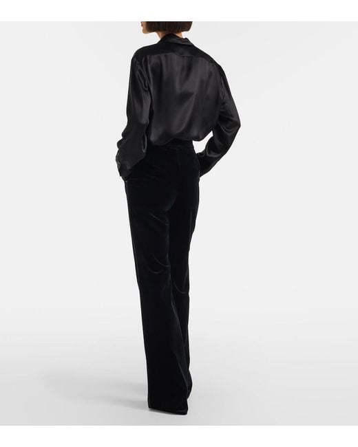 Max Mara Black Vetrino Cotton Velvet Flared Pants