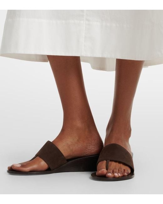 Jude Brown Lucille Leather Wedge Thong Sandals