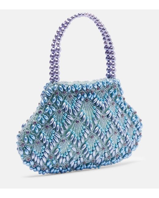 Clio Peppiatt Blue Scallop Mini Embellished Tote Bag