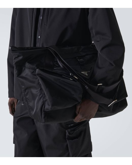 Prada Black Re-nylon Leather-trimmed Duffel Bag for men