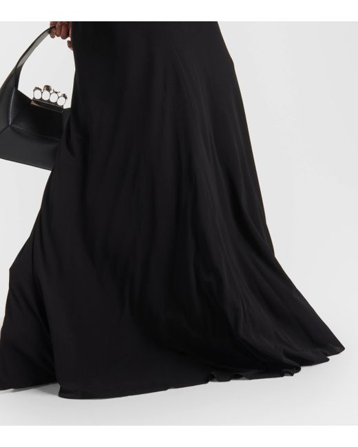 Robe Du Soir Asymétrique En Jersey Crêpe À Fronces Et À Cristaux Alexander McQueen en coloris Black