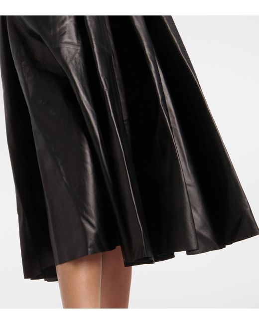 Alaïa Black High-rise Leather Midi Skirt