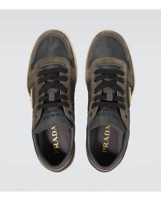 Prada Sneakers Aus Veloursleder Mit Re-Nylon in Brown für Herren