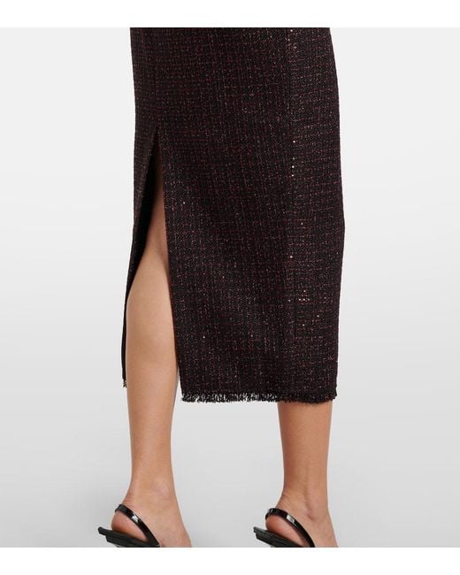 Jupe Longue En Tweed Self-Portrait en coloris Black