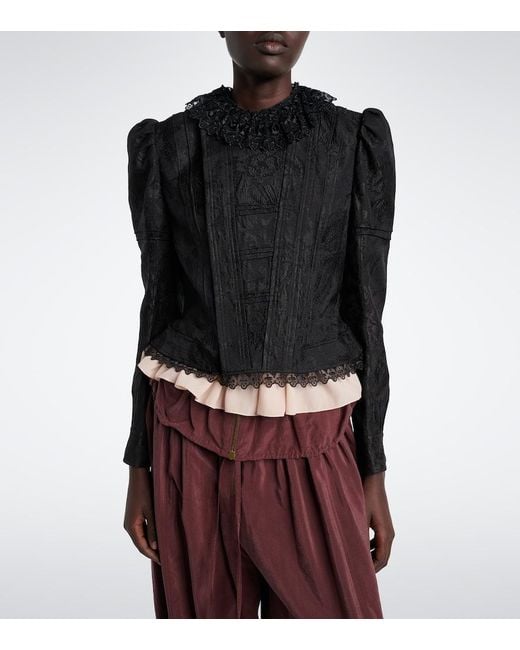 Chloé Black Wool And Silk-Blend Jacquard Lace Jacket