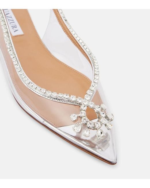 Aquazzura Natural Seduction Crystal-Embellished Pvc Slingback Flats