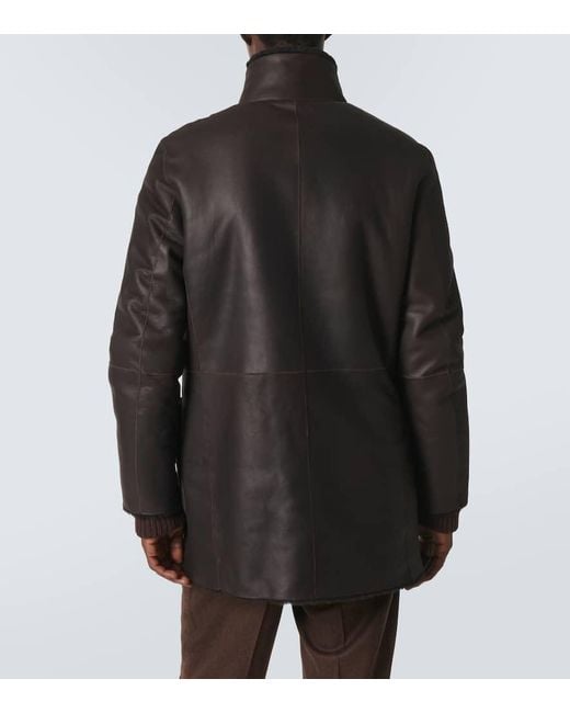 Giorgio Armani Wendbare Jacke Aus Leder Und Shearling in Black für Herren