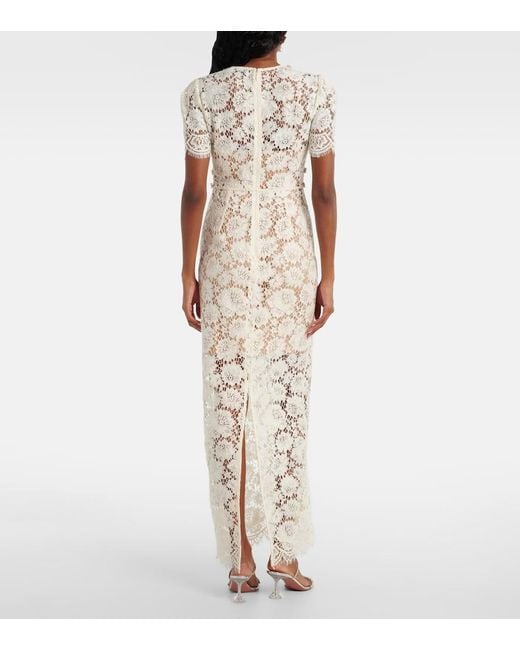 Abito Midi Con Pizzo di Self-Portrait in White