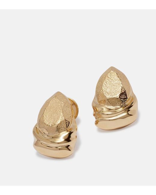 Oscar de la Renta White Plated Earrings