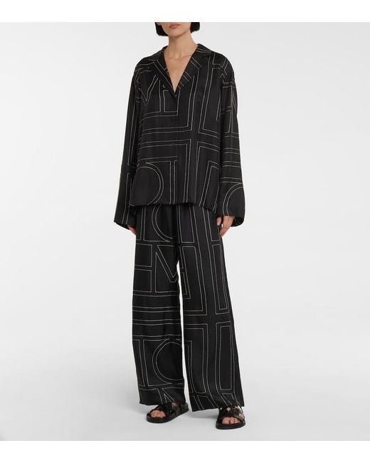 Totême Black Monogram Silk Shirt