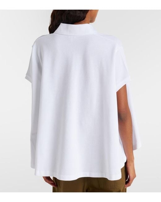 Loewe White Asymmetric Cotton Pique Polo Shirt