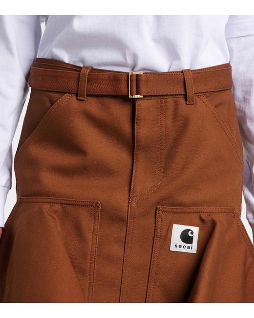 Sacai Brown X Carhartt Cotton Canvas Miniskirt