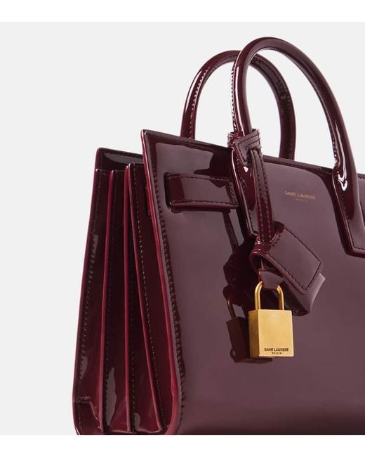 Saint Laurent Red Tote Bag Sac De Jour Nano Aus Lackleder