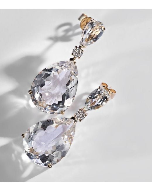 Mateo White Sophia 14Kt Earrings With Topaz And Diamonds