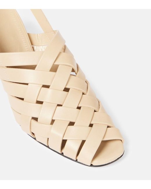 Souliers Martinez Metallic Leona 80 Leather Slingback Pumps