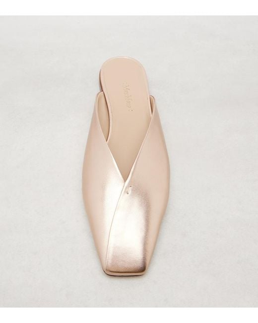 Max Mara Natural Metallic Leather Mules