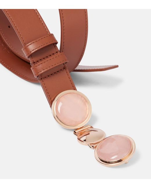 Gabriela Hearst Brown Grange Rose Quartz Leather Belt