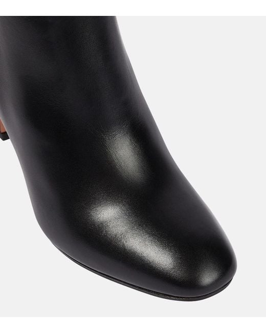 Aquazzura Black Sellier 85 Leather Knee Boots