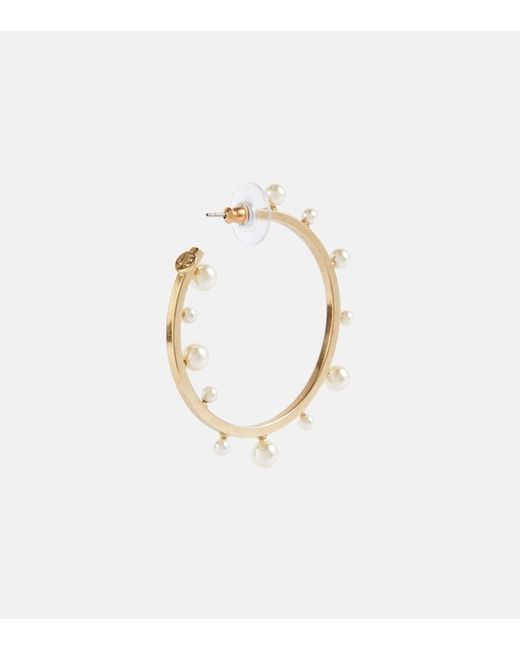 Jennifer Behr Metallic Odetta Faux Pearl Hoop Earrings
