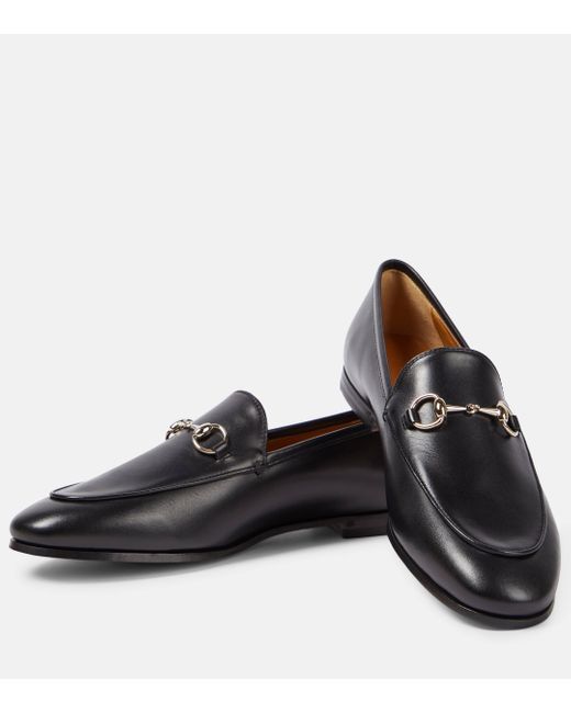 Gucci Black Jordaan Horsebit Leather Loafers