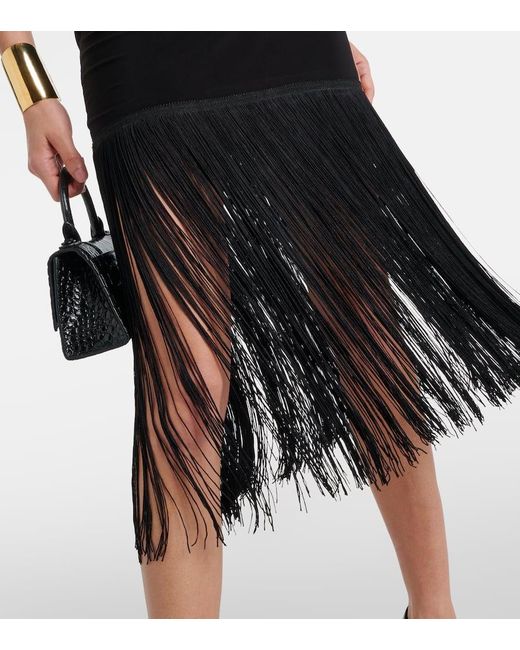 Minifalda con flecos Norma Kamali de color Black
