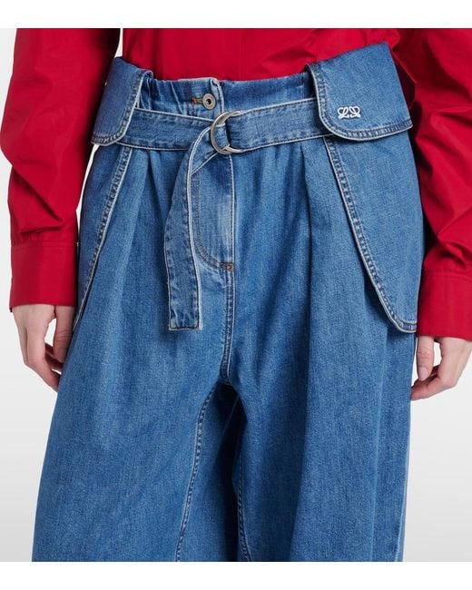 Loewe Blue Belted Wide-Leg Jeans