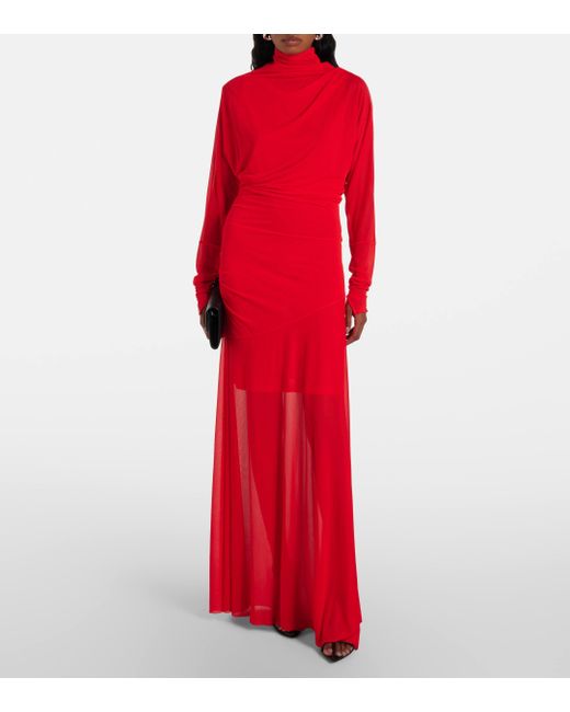 Proenza Schouler Red Paula Sheer Crepe Jersey Gown