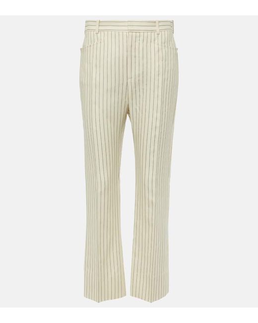 Tom Ford Natural Wallis Striped Wool And Silk-blend Straight Pants