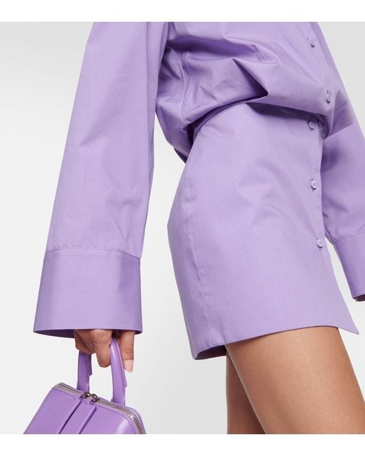 The Attico Purple Margot Cotton Shirt Dress