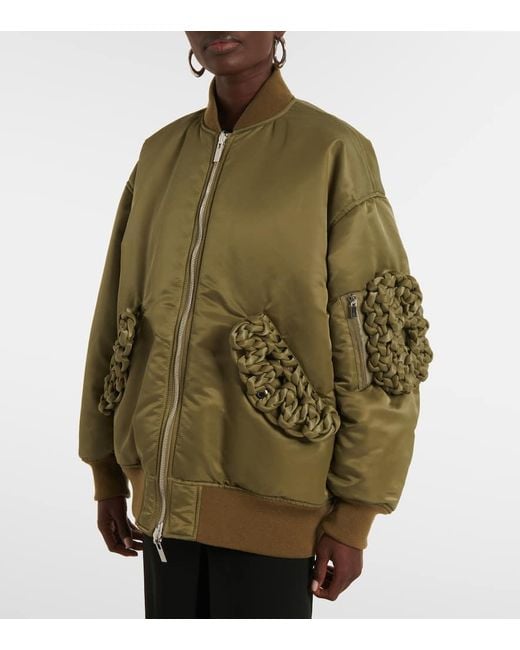Noir Kei Ninomiya Green Knot-Detail Bomber Jacket