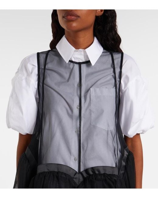 Noir Kei Ninomiya Black Tulle Midi Dress