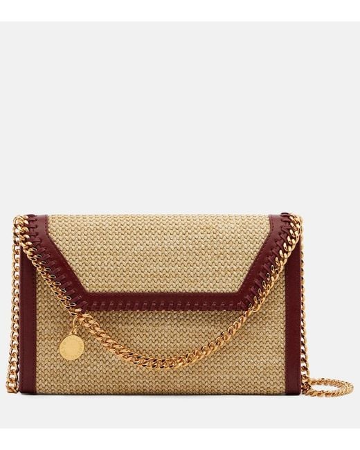 Stella McCartney Brown Falabella Raffia-Effect Wallet On Chain