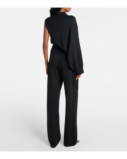 Alaïa Black High-Rise Wool-Blend Straight Pants