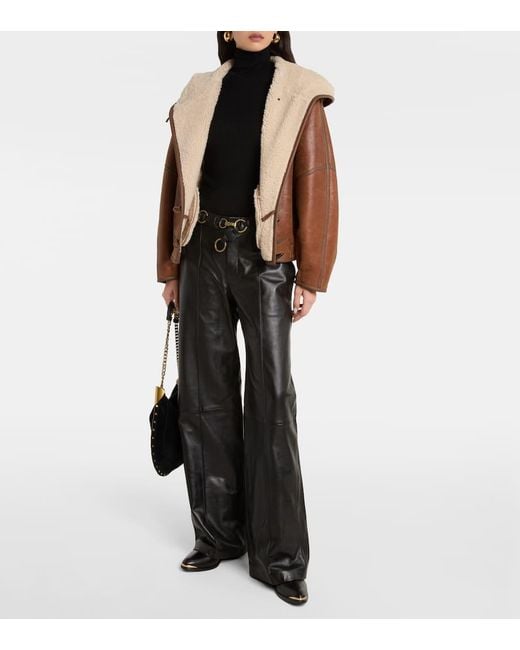 Isabel Marant Brown Amiel Shearling-Lined Leather Jacket